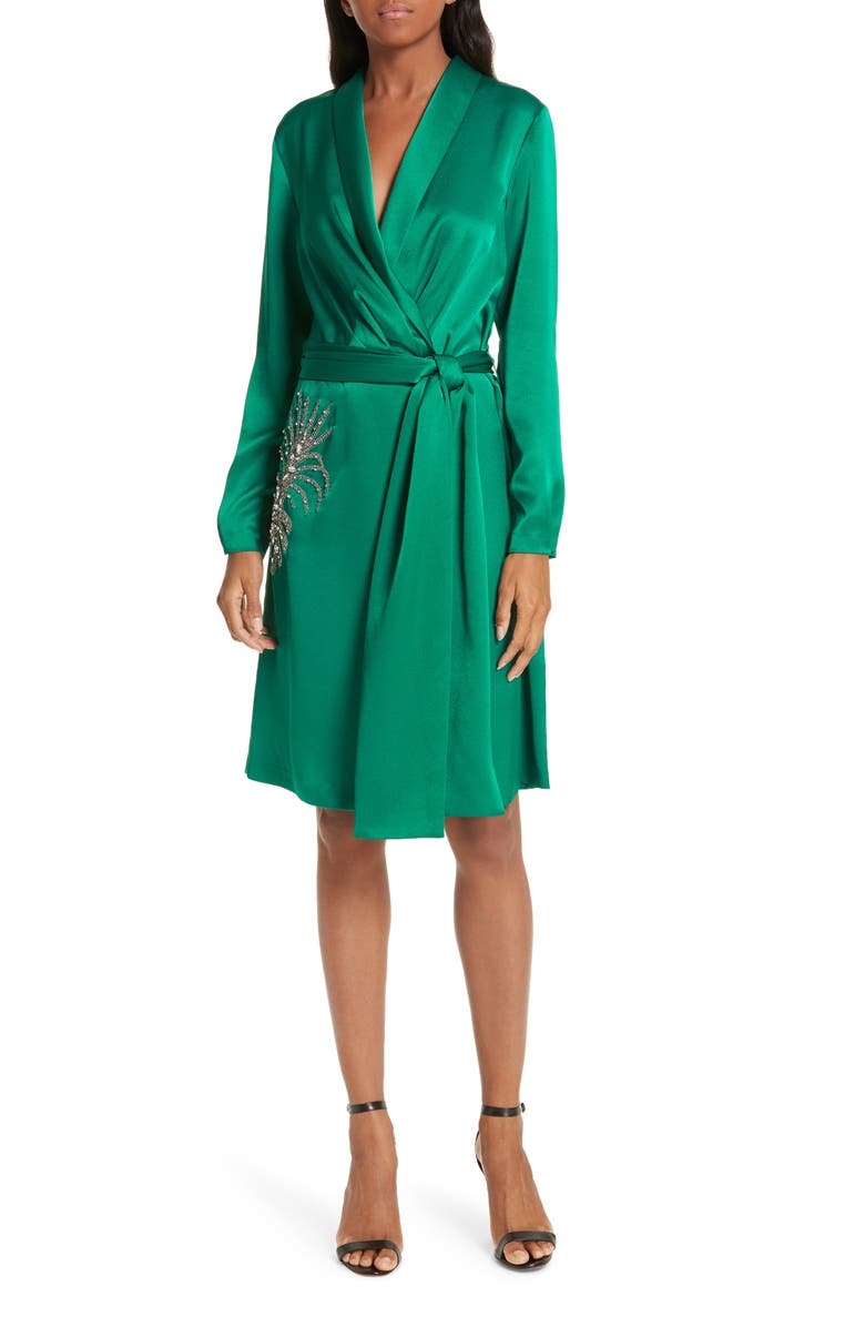 ba&sh Janeiro Satin Wrap Dress, Main, color, 