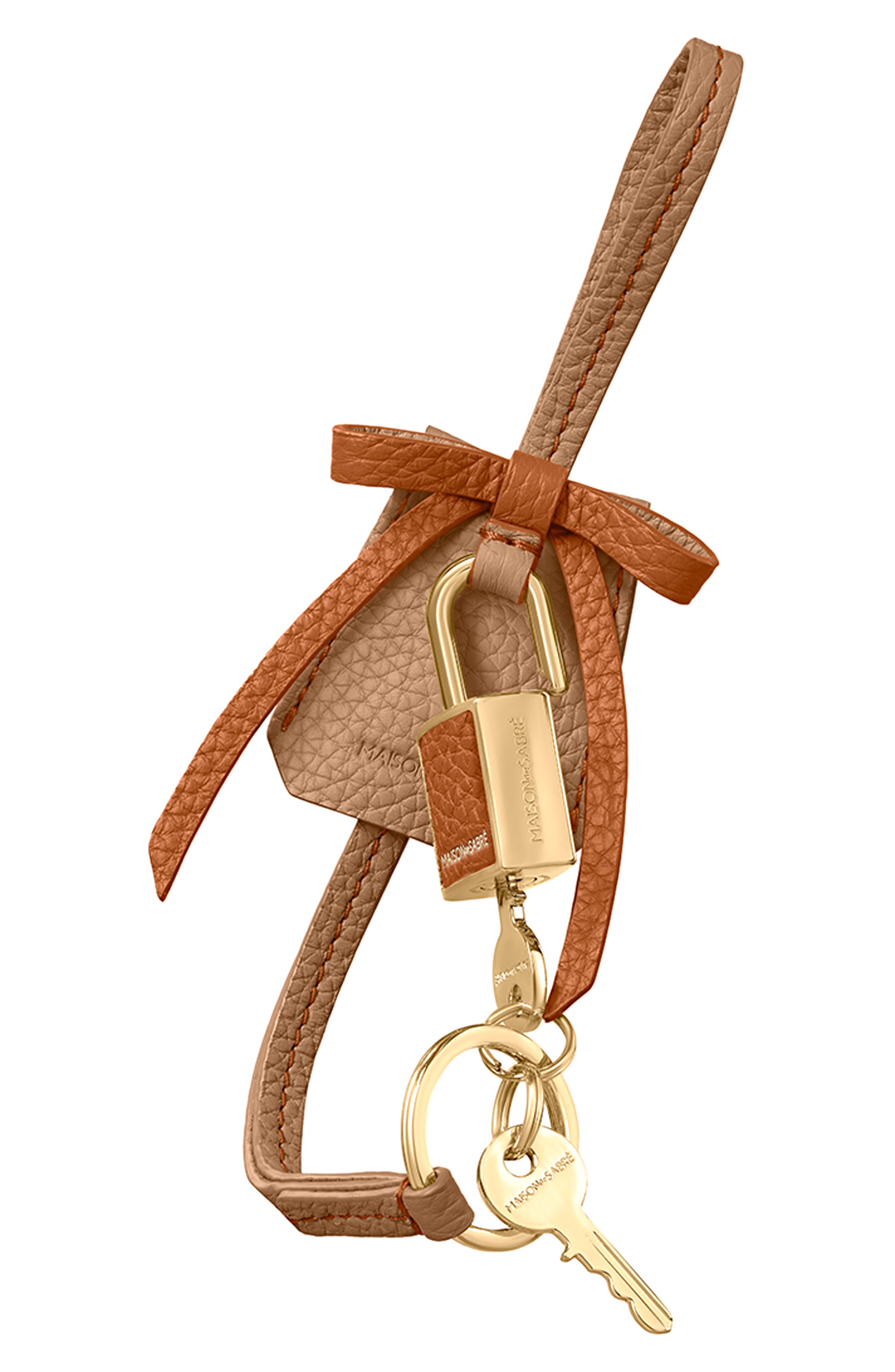 MAISON de SABRÉ The Bow Padlock Charm, Alternate, color, Sandstone Pecan