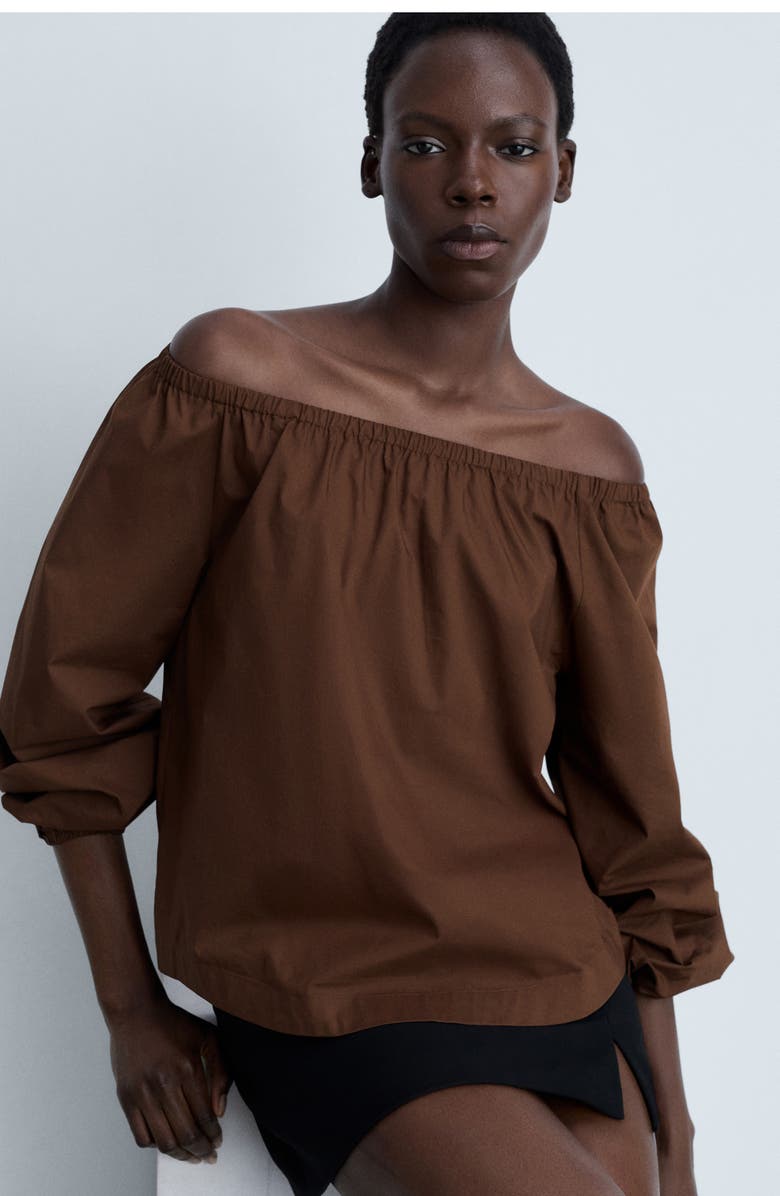 MANGO Off the Shoulder Poplin Top, Alternate, color, 
