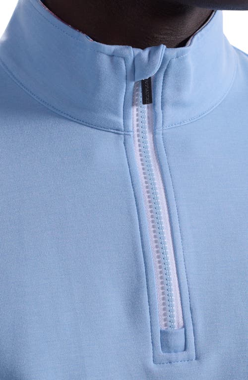 Bugatchi Solid Quarter Zip Pullover In Blue