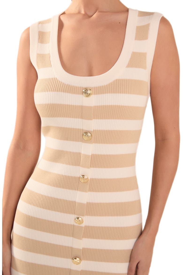 Stripe Knit Midi Dress, Alternate, color, SAND/ IVORY