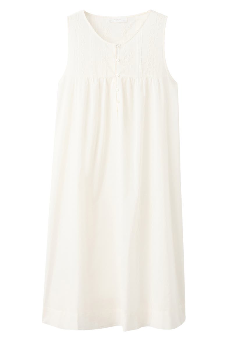 Embroidered Cotton Nightgown, Alternate, color, IVORY WHITE