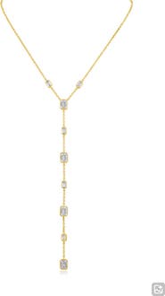 CZ by Kenneth Jay Lane Emerald Cut Cubic Zirconia Station Y-Necklace