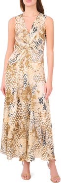 Halogen® Print Knot Front Maxi Dress