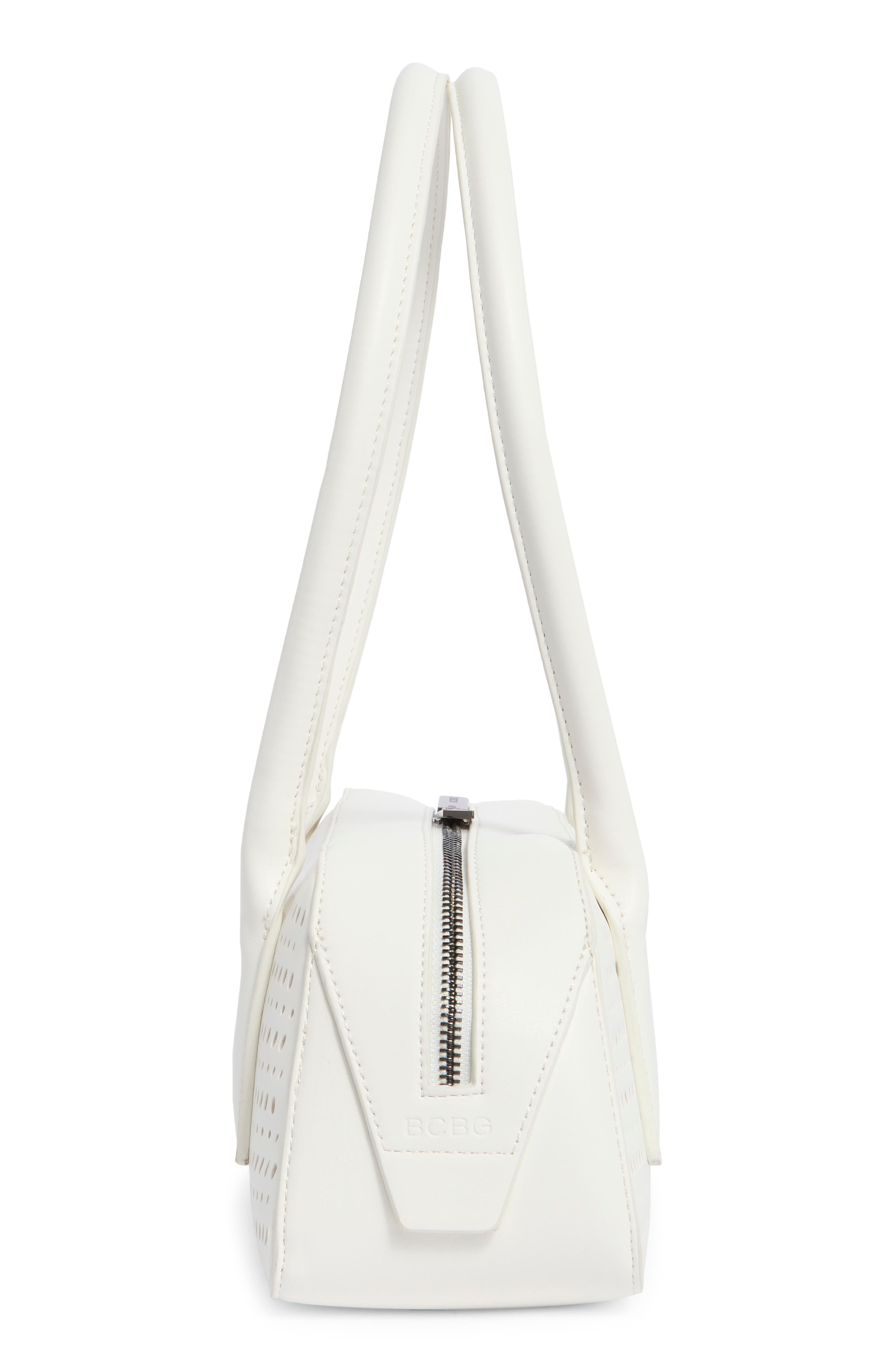 BCBG Perforated Faux Leather Shoulder Bag, Alternate, color, Powder