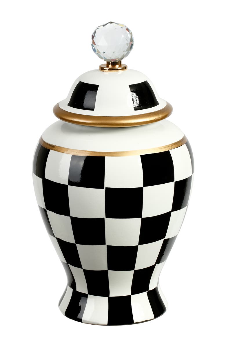 Mark Roberts Checkered Urn with Lid, Small, Main, color, Black