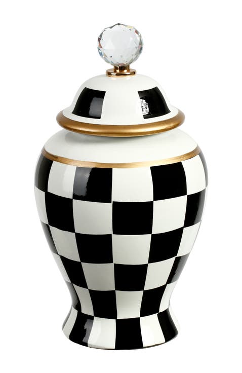 Checkered Urn with Lid, Small