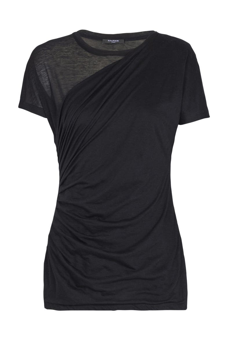 Draped T-shirt, Alternate, color, black