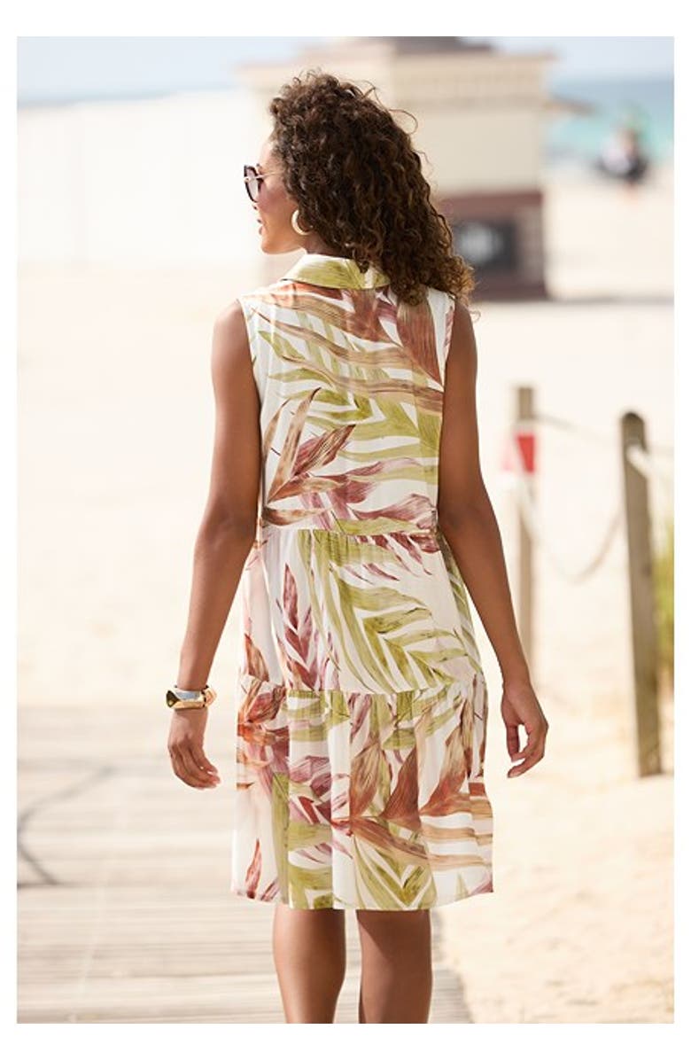 LASCANA Women's Button Down Shirt Dress, Alternate, color, Beige Orange