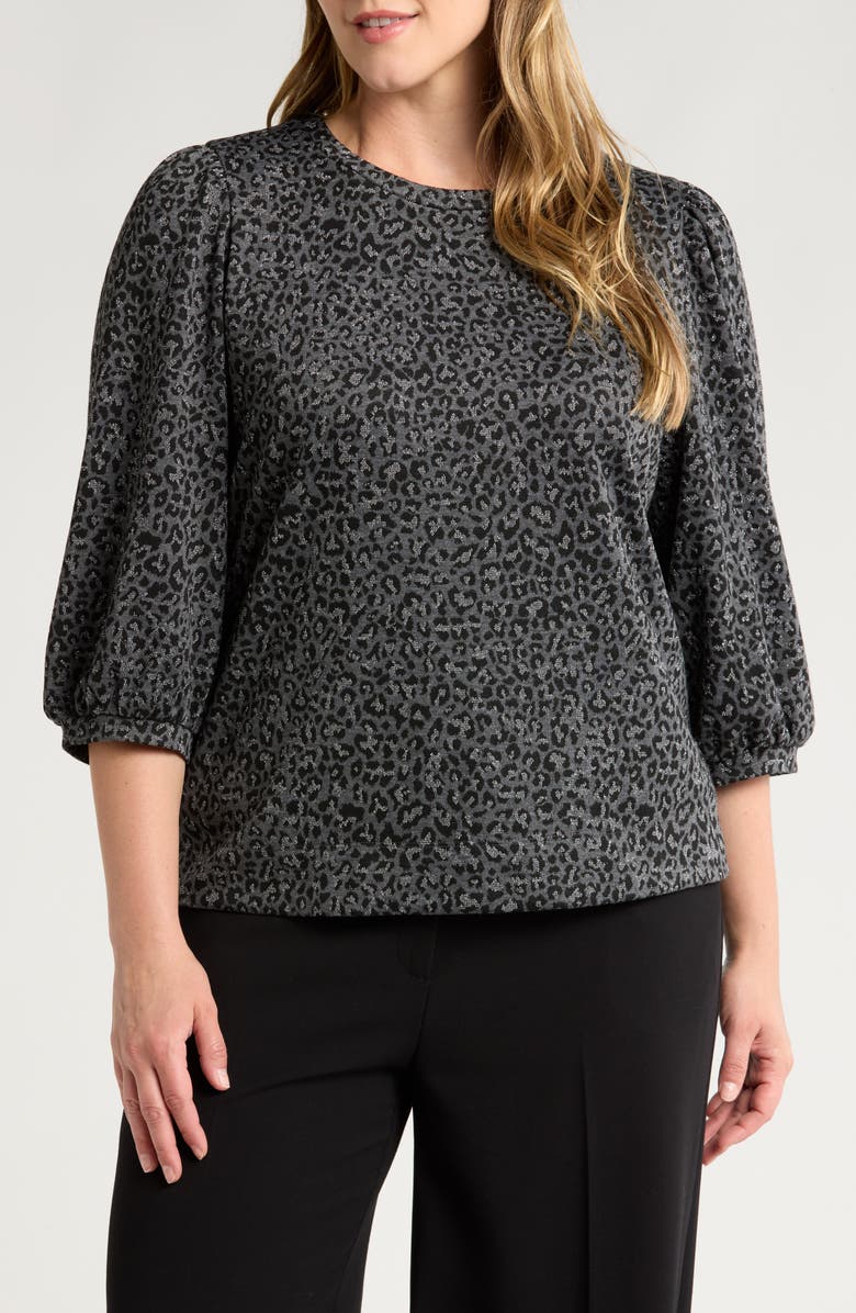 Anne Klein Animal Jacquard Top, Main, color,
