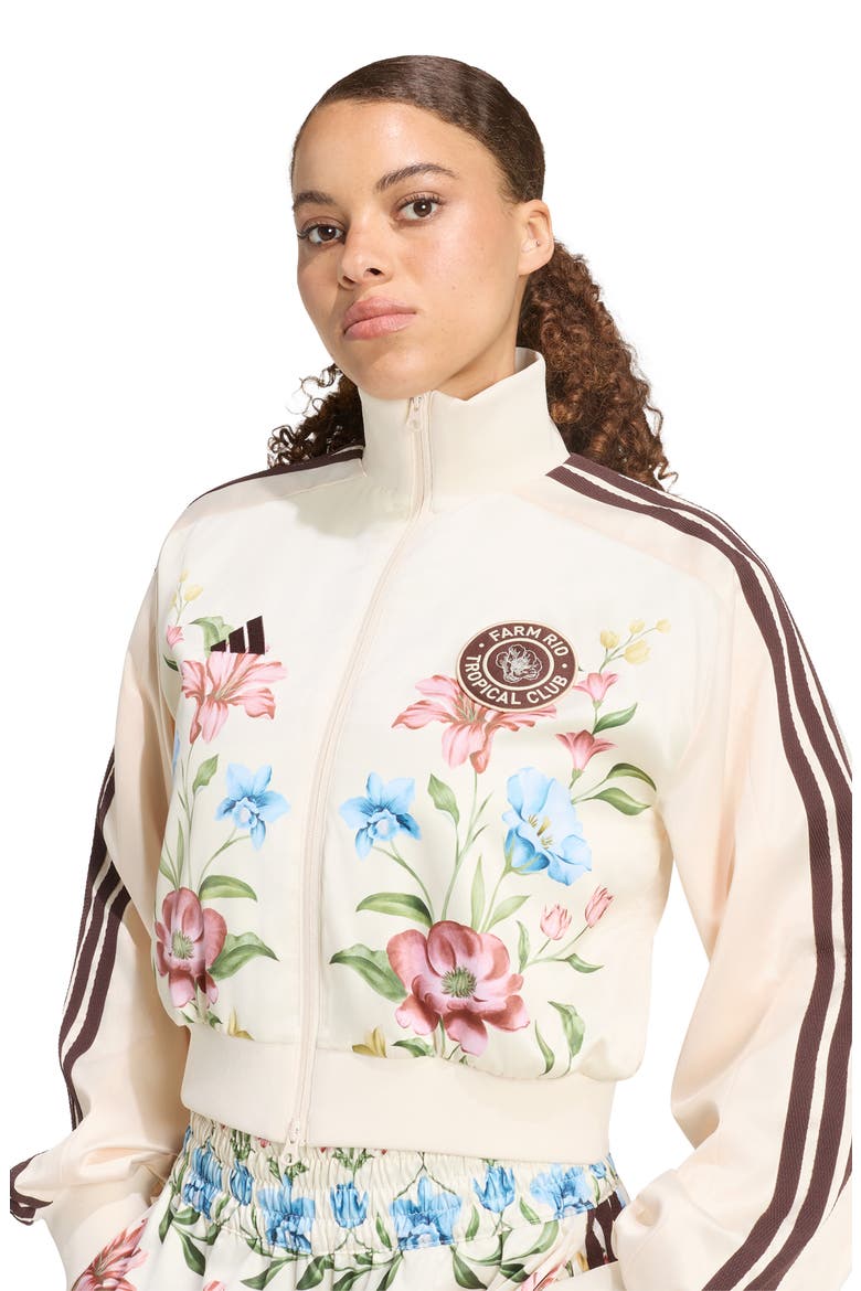 Floral Track Jacket, Alternate, color, ECRU TINT/ BROWN/ GREEN
