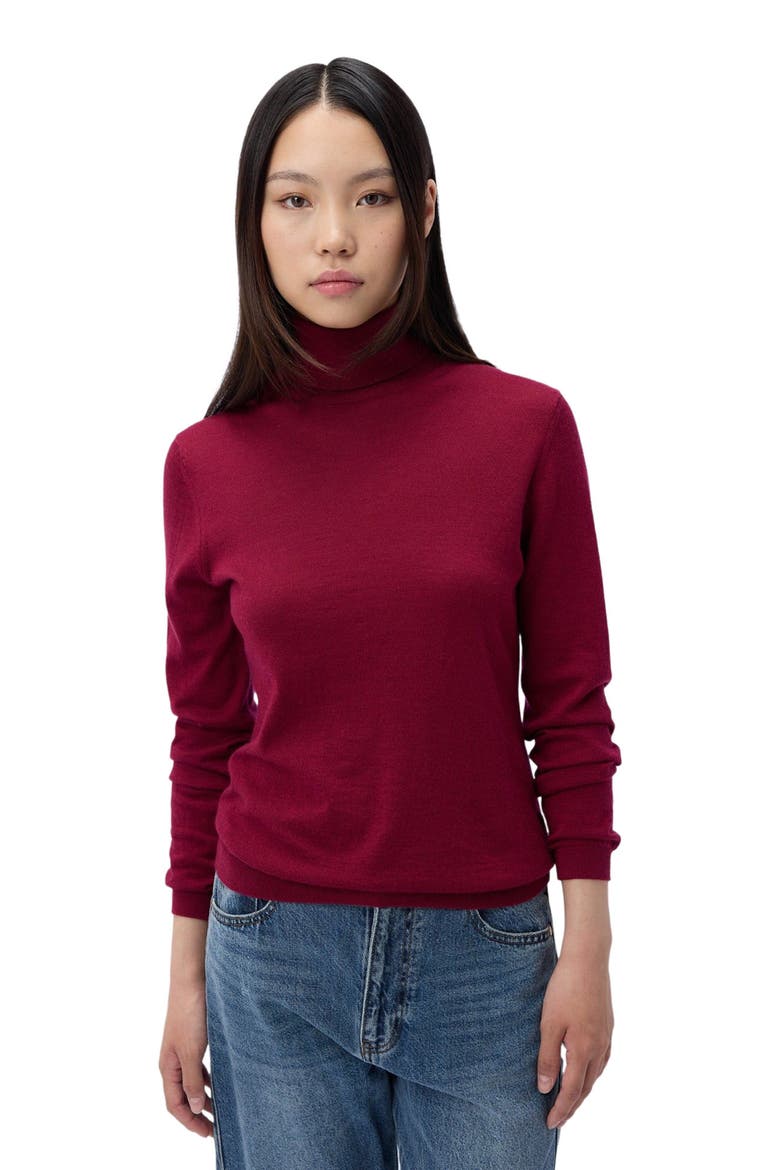 Cashmere Silk Turtleneck Sweater, Alternate, color, bordeaux