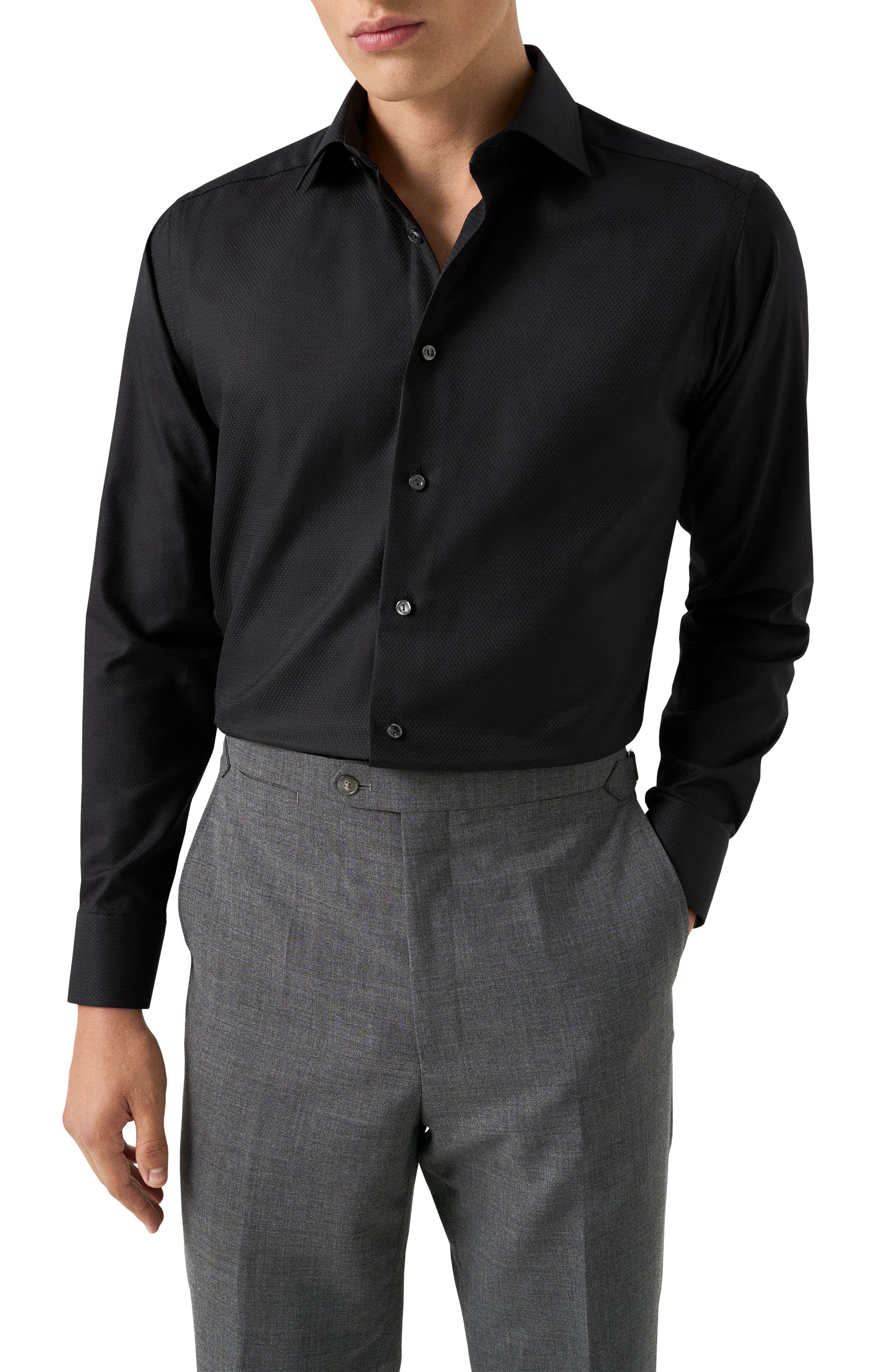 Slim Fit Cotton Dobby Dress Shirt