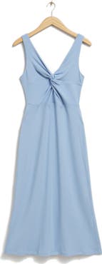 & Other Stories Twisted Front Sleeveless Ribbed Midi Dress
