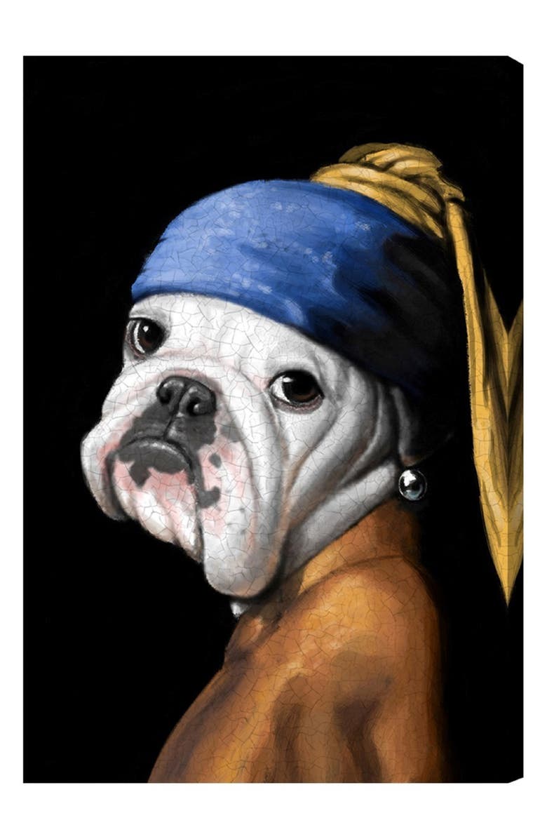 Oliver Gal Dog with the Pearl Earring Canvas Wall Art, Main, color, 