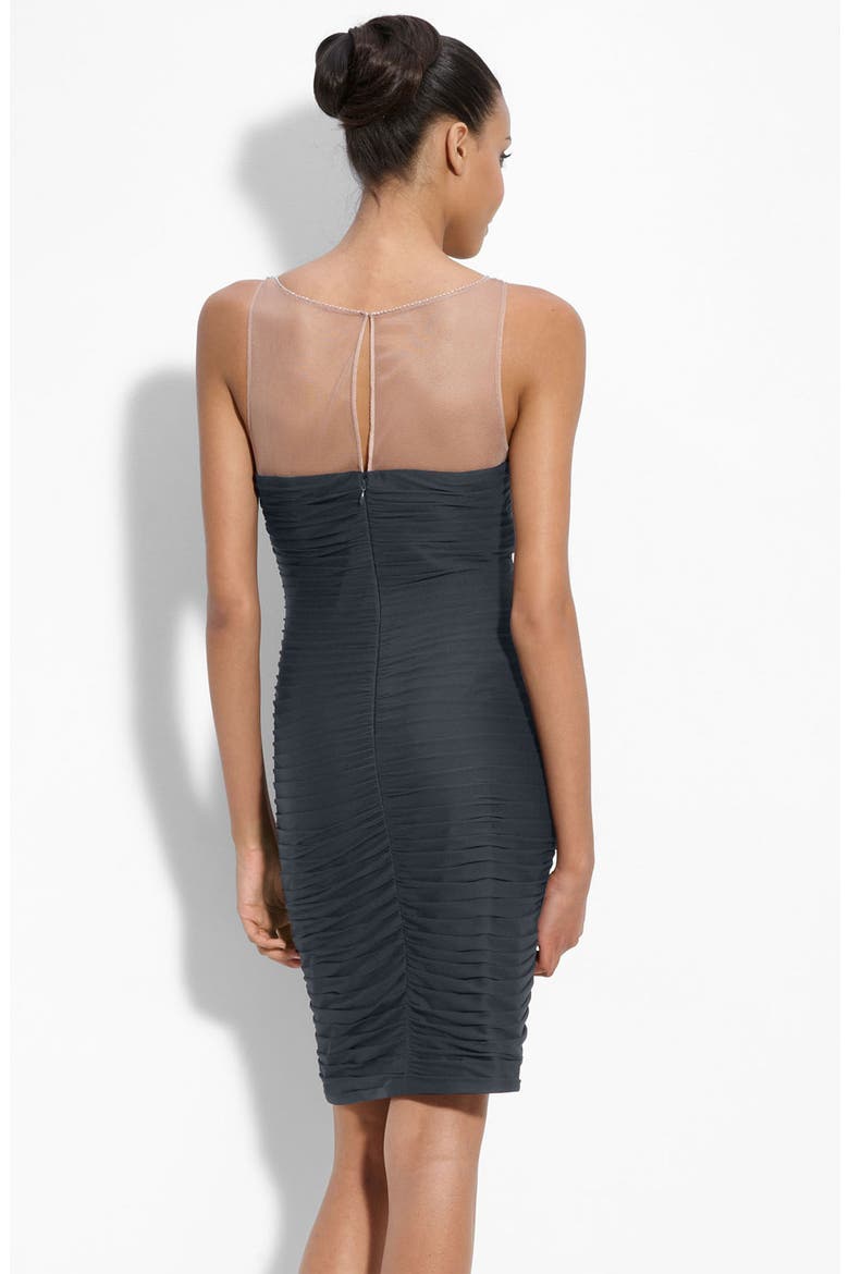 Illusion Bodice Mesh Sheath Dress, Alternate, color, CHARCOAL