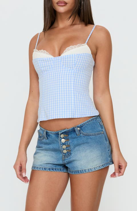 Gingham Spliced Bust Detail Cami