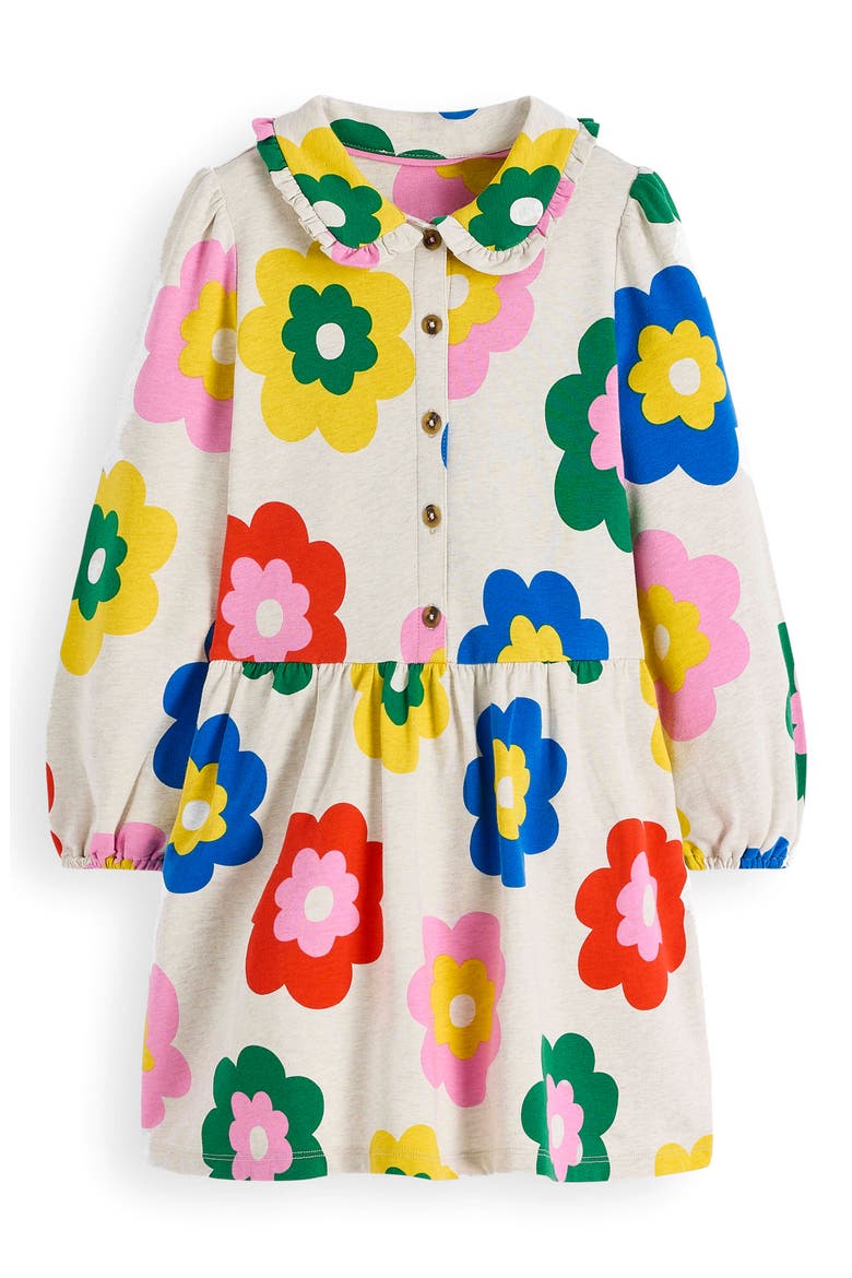 Kids' Floral Long Sleeve Cotton Jersey Shirtdress, Main, color, MULTI LARGE FLOWER
