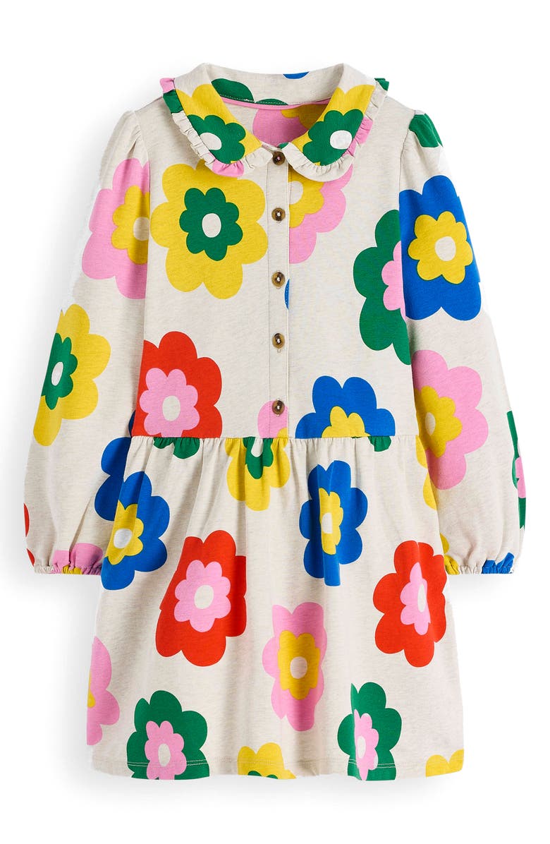 Mini Boden Kids' Floral Long Sleeve Cotton Jersey Shirtdress, Main, color, Multi Large Flower