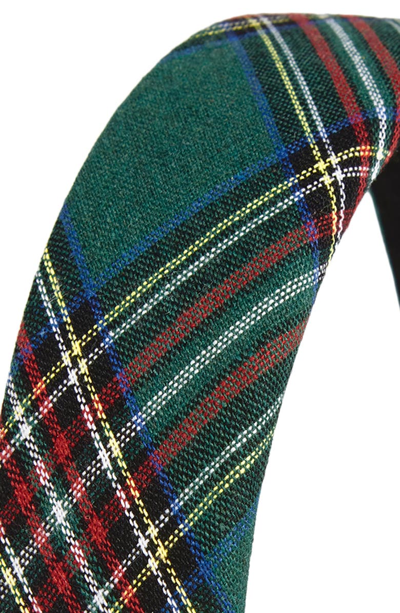 Tasha Padded Plaid Headband, Alternate, color, Green Plaid