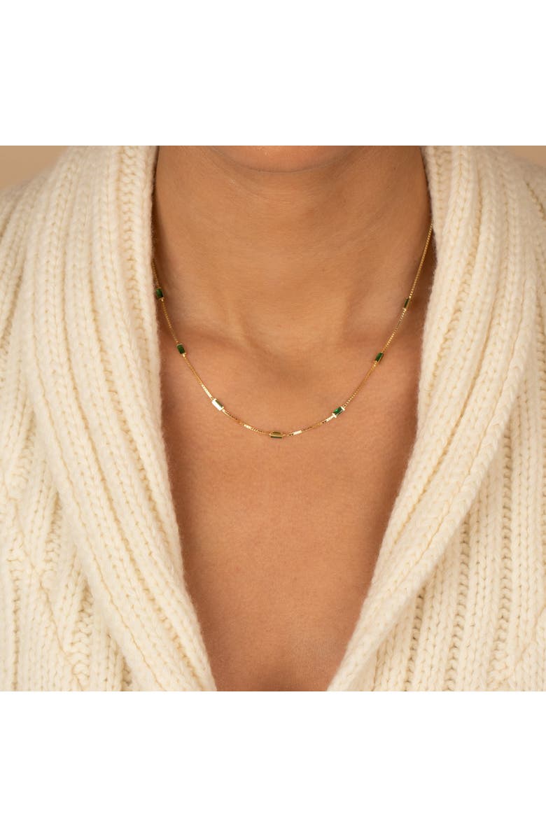 BY ADINA EDEN Multi Emerald Green CZ Baguette Necklace, Alternate, color,