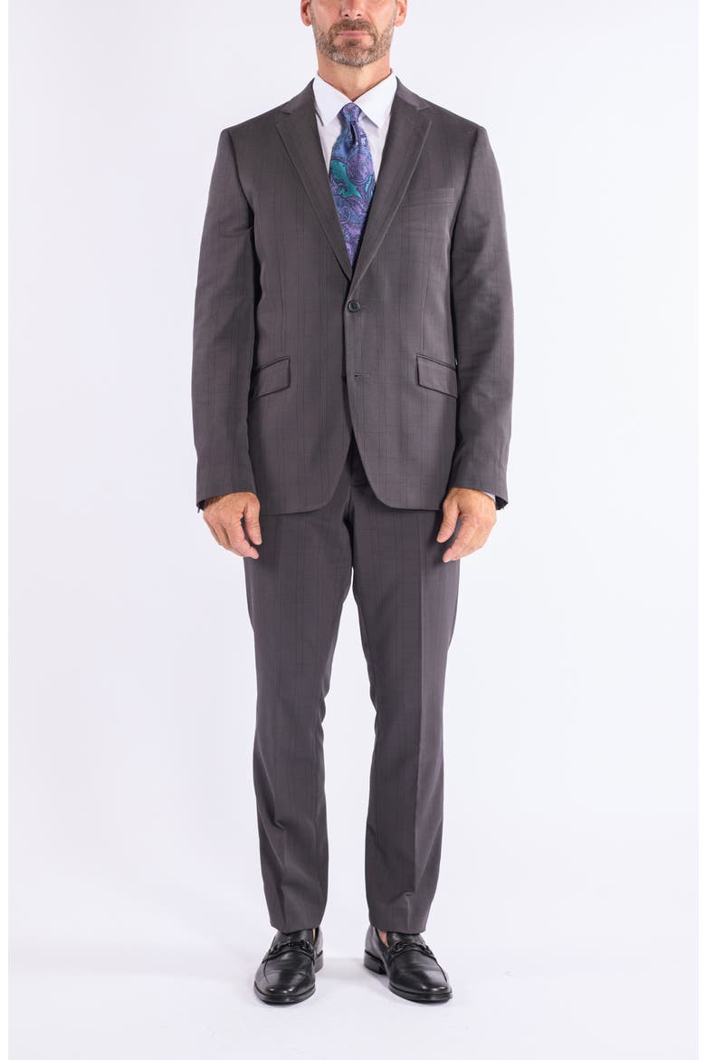 Hoxton Charcoal Plaid Notch Lapel Suit, Main, color, GREY