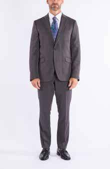 SAVILE ROW CO Hoxton Charcoal Plaid Notch Lapel Suit