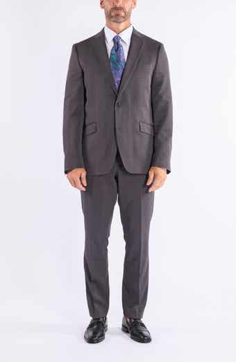 SAVILE ROW CO Hoxton Charcoal Plaid Notch Lapel Suit