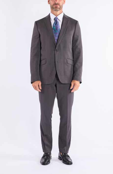 SAVILE ROW CO Hoxton Charcoal Plaid Notch Lapel Suit