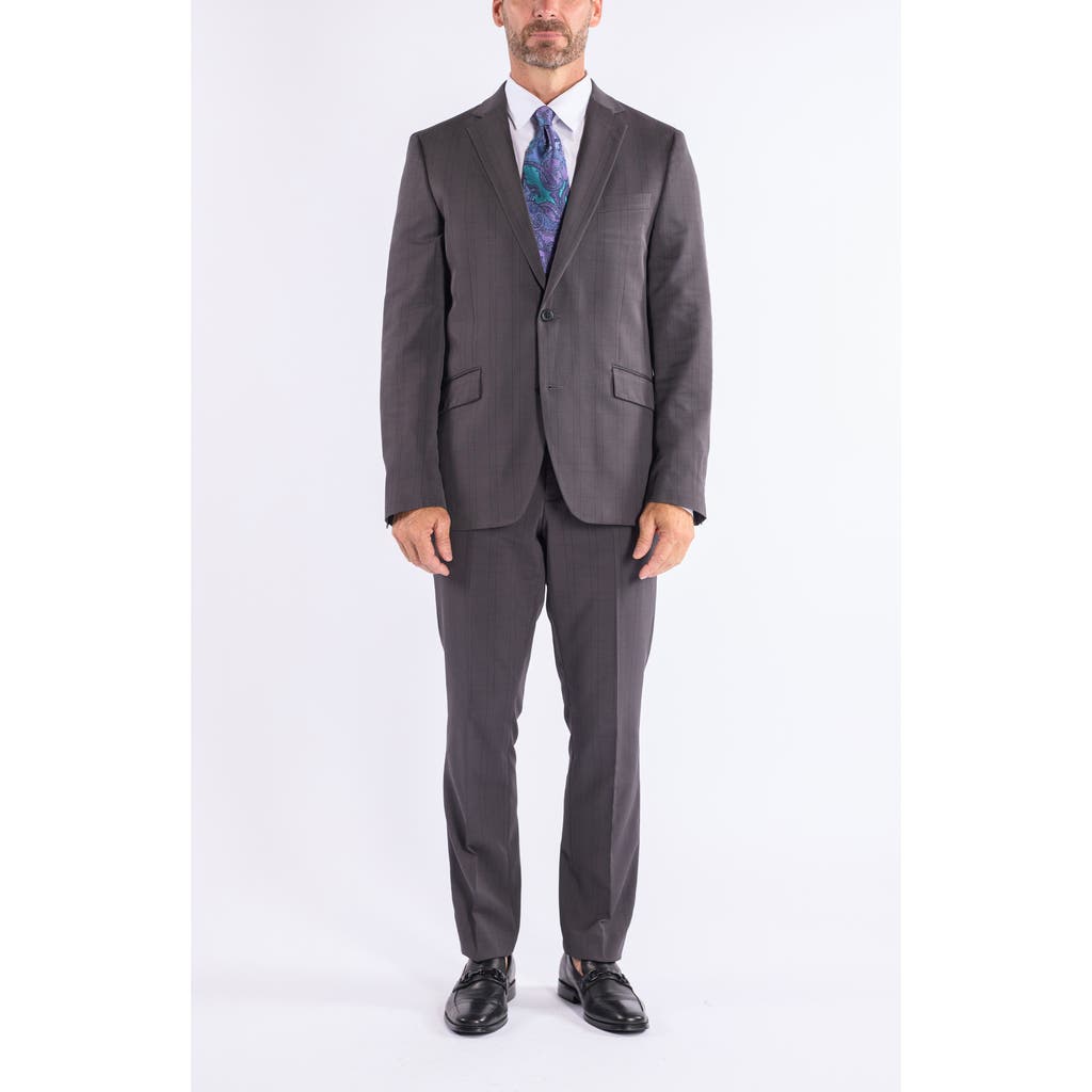 Savile Row Co Hoxton Charcoal Plaid Notch Lapel Suit In Gray