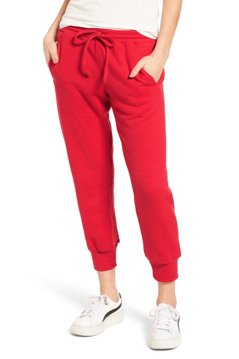 Cambridge Crop Sweatpants, Main, color, CHERRY