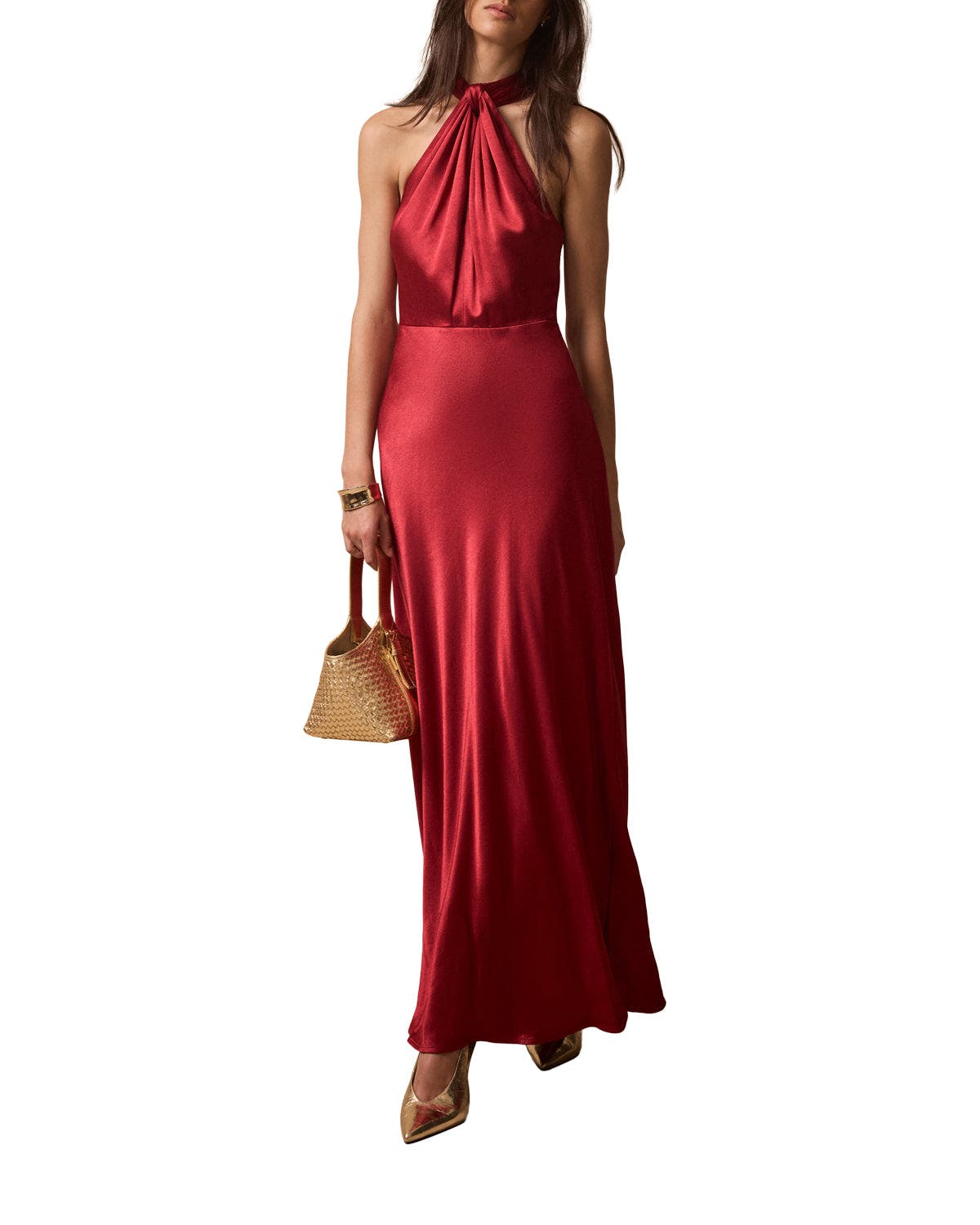 MINT VELVET Satin Halter Midi Dress (Women) | Nordstrom