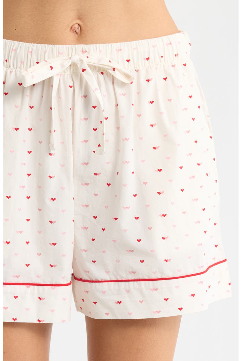 Classic Short Cotton Pajamas, Alternate, color, IVORY MICRO HEARTS