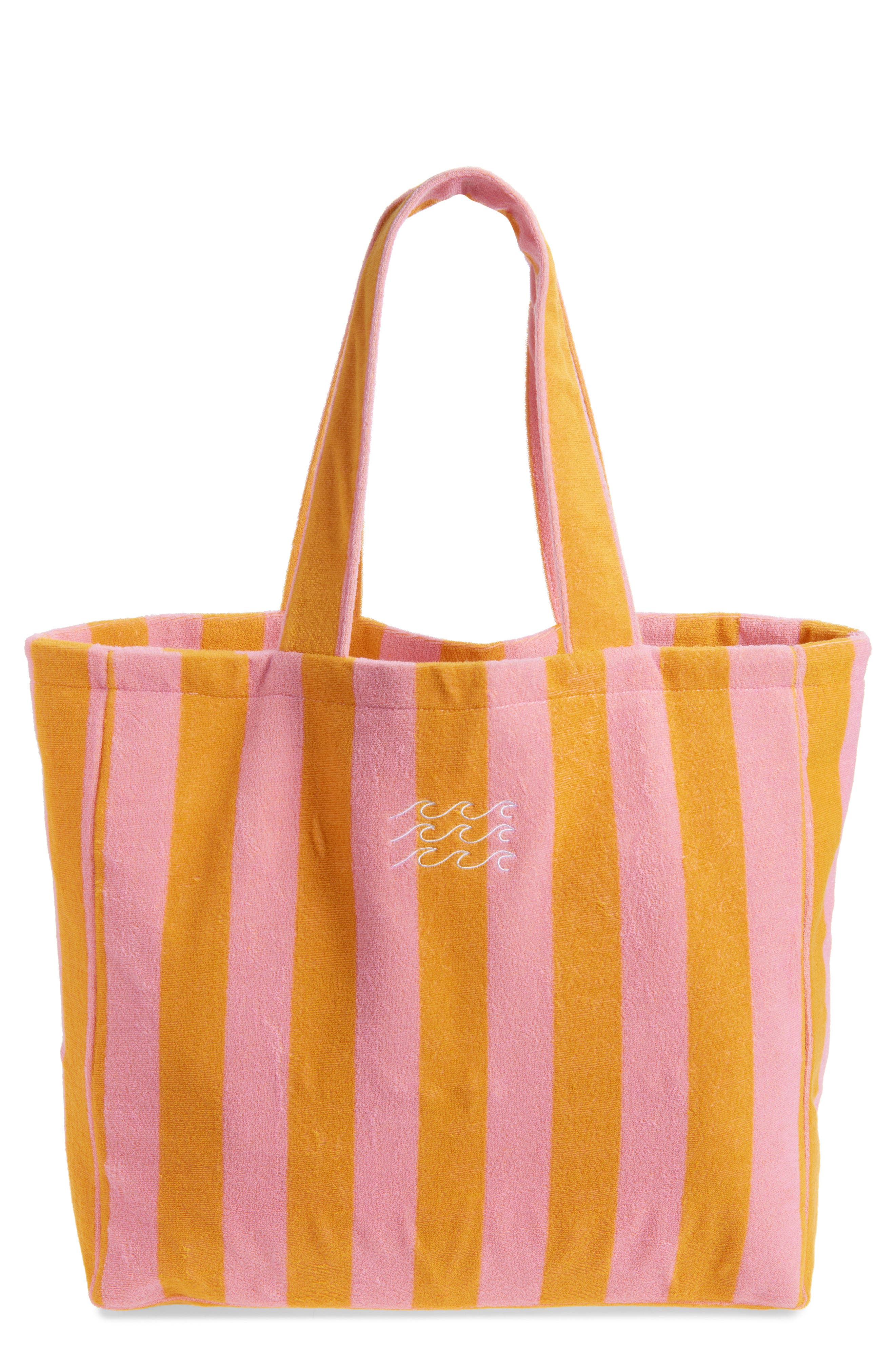 Kids' Stripe Toweling Tote, Main, color, PINK/ ORANGE