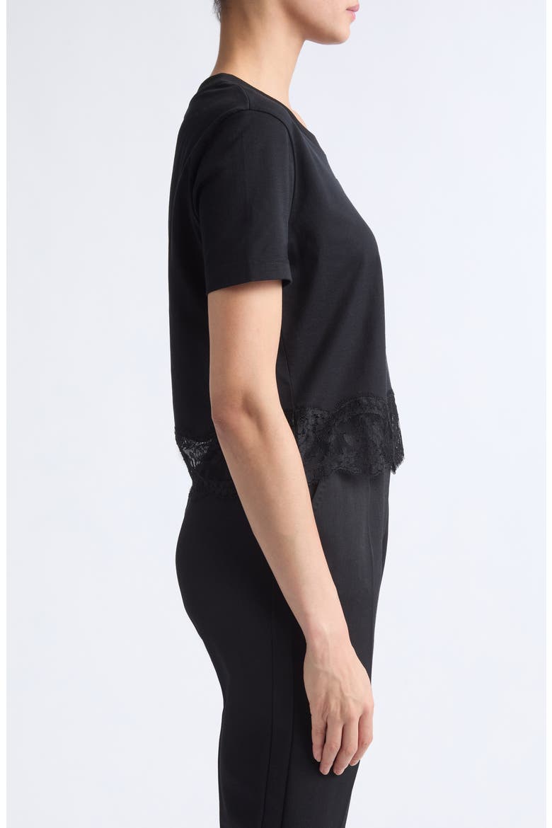 Logo Embroidered Lace Trim T-Shirt, Alternate, color, NERO