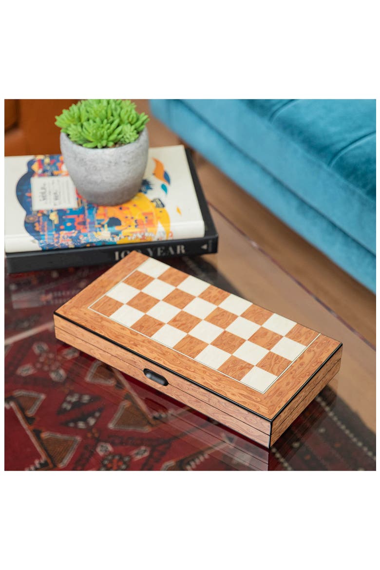 Chess, Checkers & Backgammon Brown Multi-Game Set, Alternate, color, BROWN
