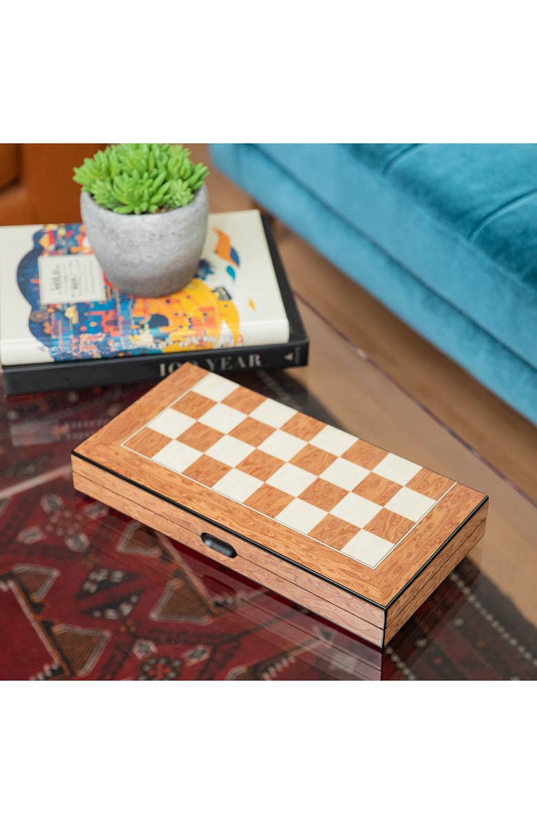 Bey-Berk Chess, Checkers & Backgammon Brown Multi-Game Set, Alternate, color, Brown