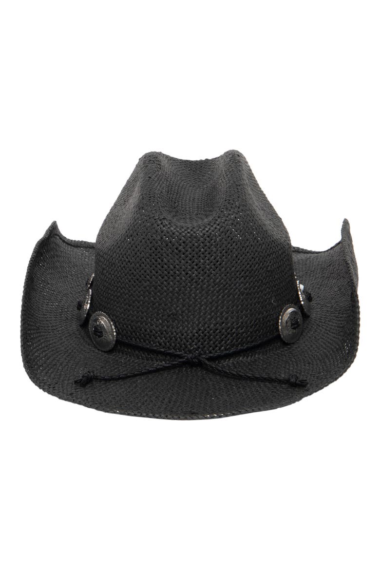 Cattleman's Crease Woven Straw Cowboy Hat, Alternate, color, BLACK