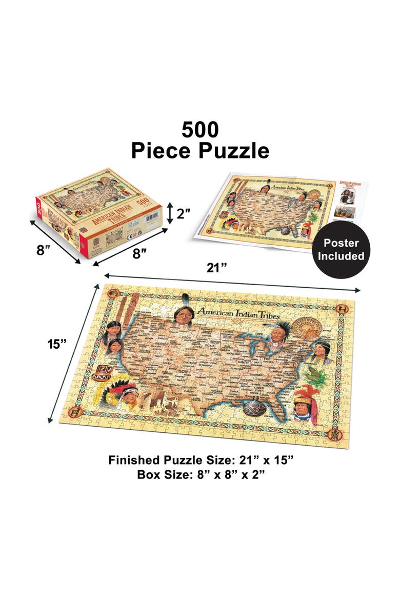 American Indian Tribes 500 Piece Puzzle, Alternate, color, Multicolor