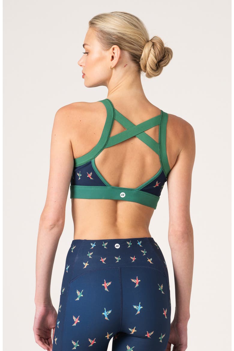 Emerald Echo Reversible Racerback Sports Bra, Alternate, color, Green