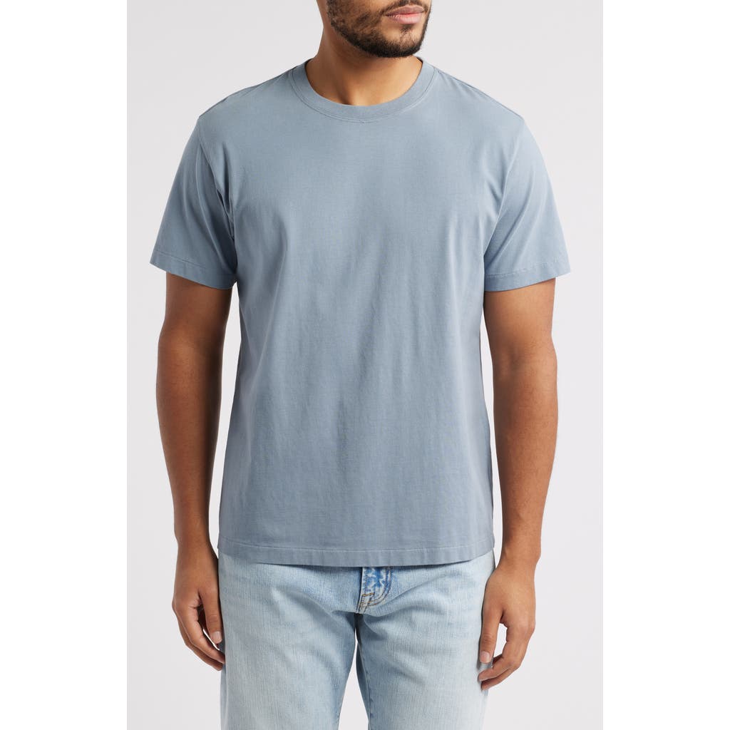 Frame Mens Smoky Blue Logo Embroidered Cotton T-shirt