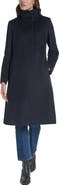 Cole Haan Stand Collar Wool Blend Coat