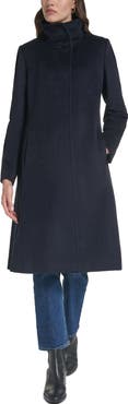 Cole Haan Stand Collar Wool Blend Coat