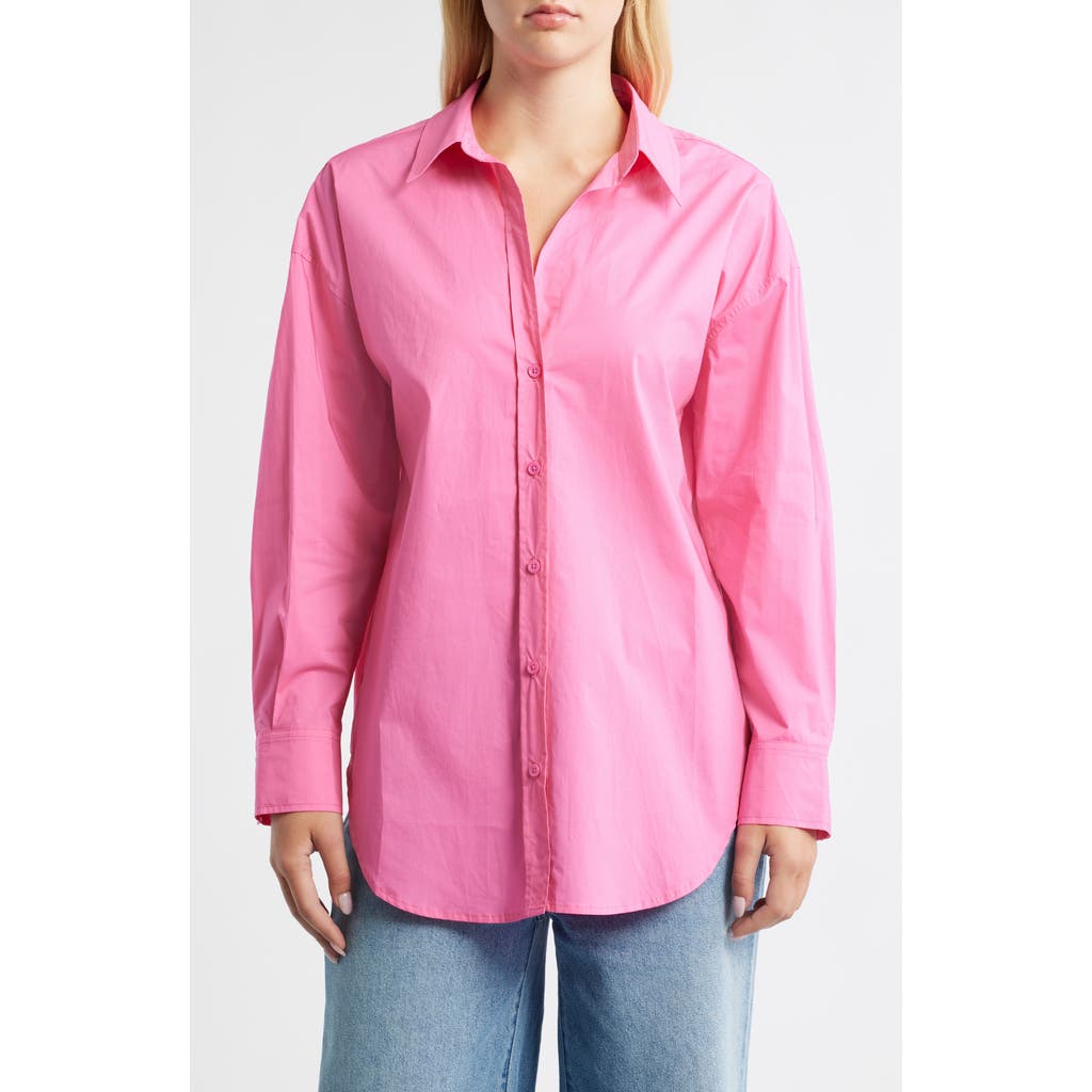 Grey Lab Oversize Cotton Button-up Shirt In Pink