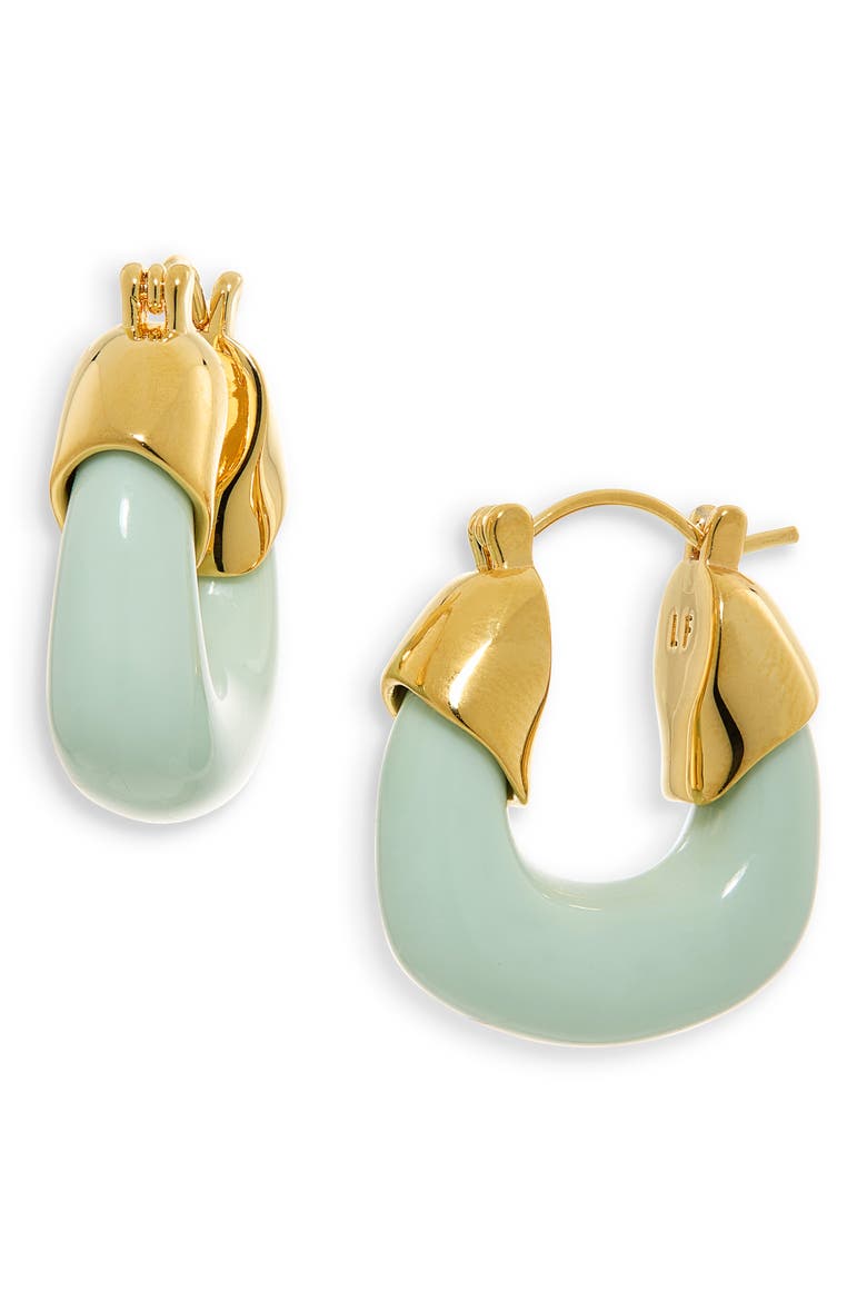 Mini Organic Hoop Earrings, Main, color, GREEN