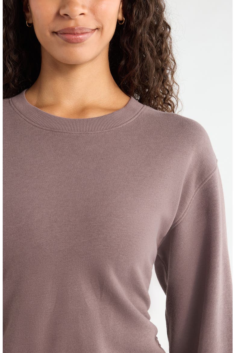 Ruched Side Cotton Blend French Terry Sweatshirt, Alternate, color, GREY PLUM