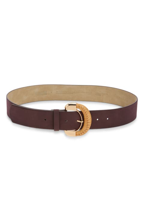 Rattan Buckle Faux Suede Belt