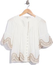 Joie Embroidered V-Neck Blouse