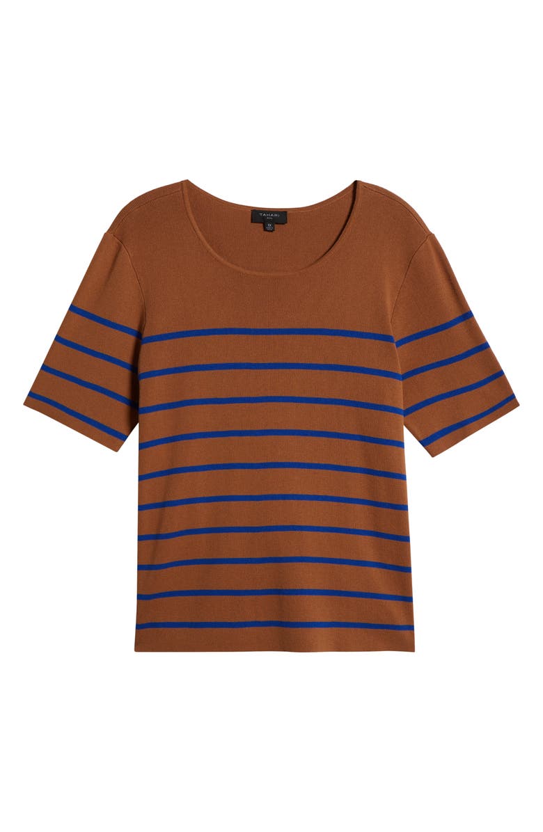 Tahari ASL Stripe Sweater, Alternate, color, Camel New Royal