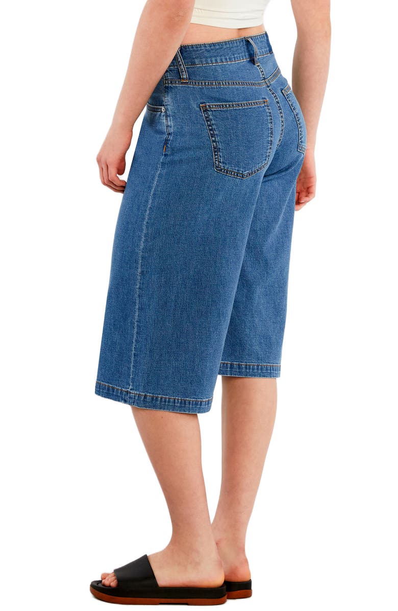 HINT OF BLU Mid Rise Relaxed Long Denim Shorts, Alternate, color, Pure Denim